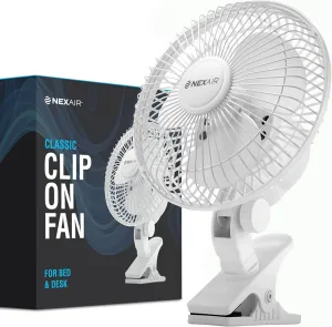 Air-Cooling 6-Inch Clip on Fan, 360 Rotation, Two Speed Portable Clip Fan With Strong Clamp Grip, Quiet Operating Desk Fan Made Of Durable Material, Great For Bedroom, Office, Living Room 360-degree rotating fan for home use