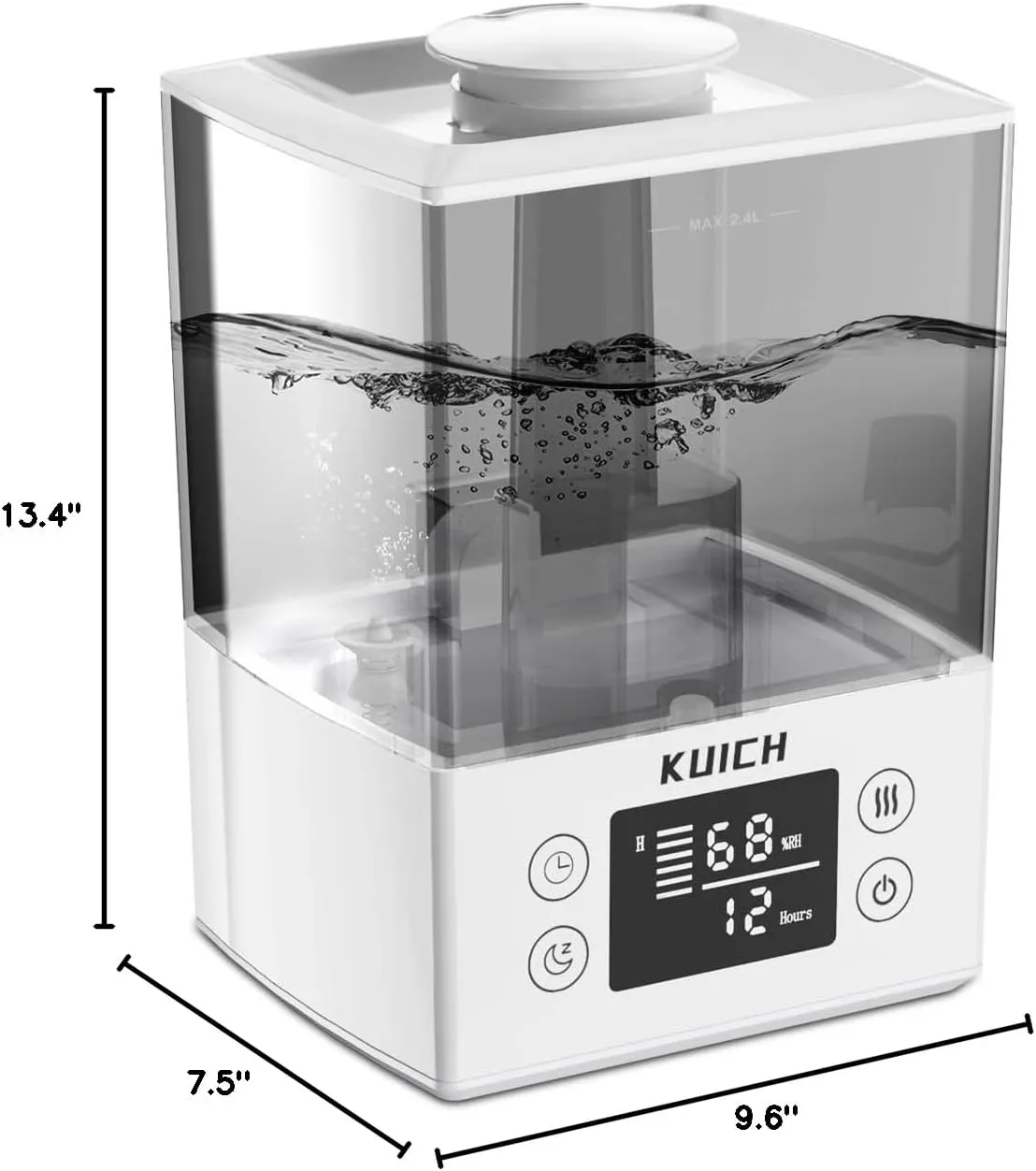 Air Humidifiers for Bedroom and Baby, Home & Plants - KUICH 2.4L Cool Mist Humidifiers for Nursery, 26db Quiet Top Fill Air Humidifier Lasts Up to 30 Hours, Auto Shut-Off, Super Easy to Fill and Clean
