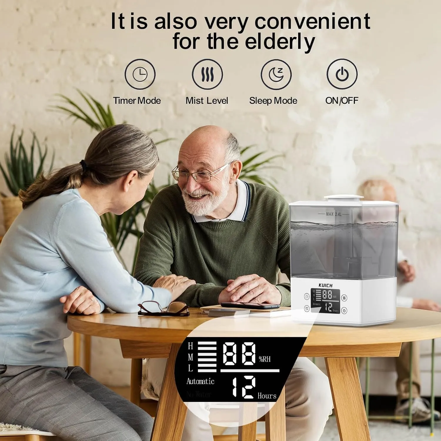 Air Humidifiers for Bedroom and Baby, Home & Plants - KUICH 2.4L Cool Mist Humidifiers for Nursery, 26db Quiet Top Fill Air Humidifier Lasts Up to 30 Hours, Auto Shut-Off, Super Easy to Fill and Clean