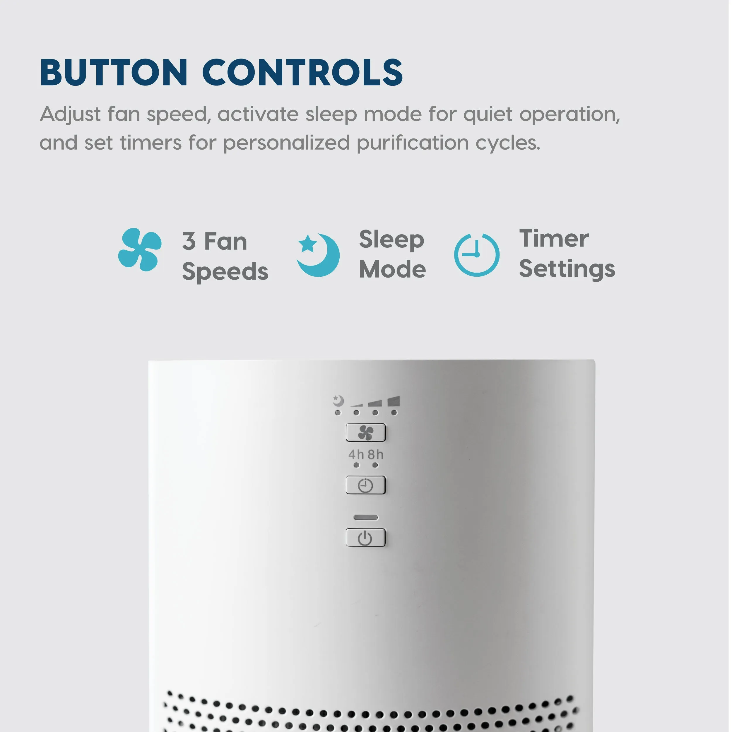 Air Purifier For Medium Rooms w/ HEPA Filter