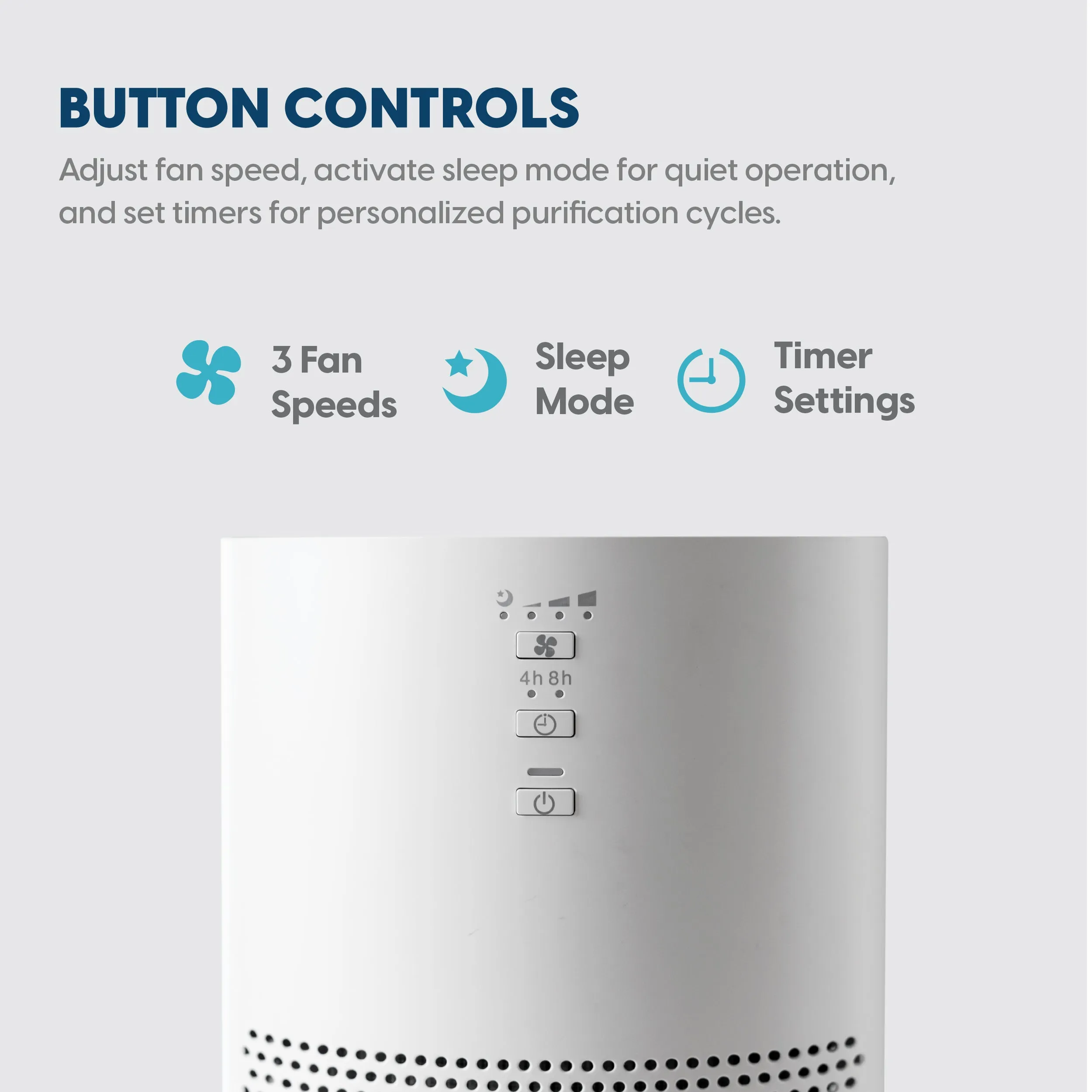 Air Purifier For Medium Rooms w/ HEPA Filter