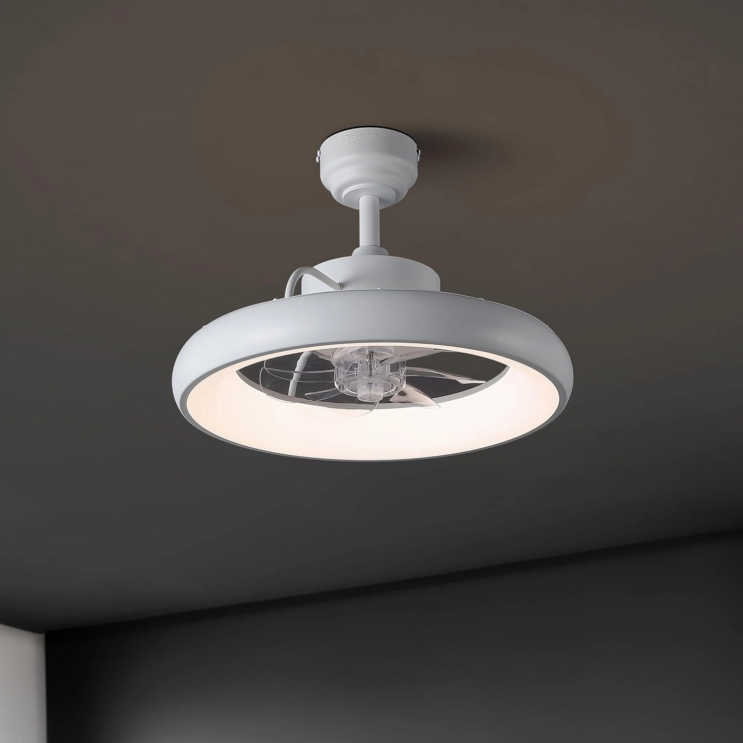 AIR8002D Loren 20" Modern Contemporary 6-Speed Metal Mobile-App/Remote-Controlled Dimmable Smart Integrated LED Ceiling Fan, White for Living Room, Bedroom, Office