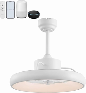 AIR8002D Loren 20" Modern Contemporary 6-Speed Metal Mobile-App/Remote-Controlled Dimmable Smart Integrated LED Ceiling Fan, White for Living Room, Bedroom, Office App-controlled remote fan for convenience