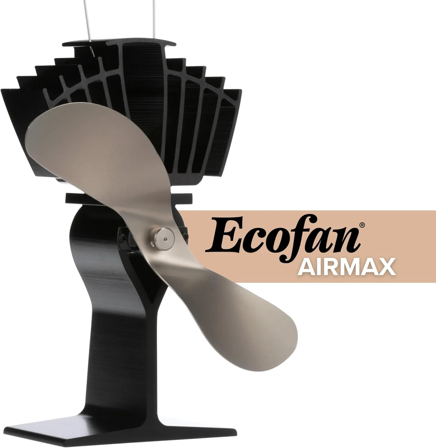 AirMax, Classic Styled, Heat Powered Wood Stove Fan, 175 CFM, 812AMKBX, Large-Sized, 9" Blade, Nickel