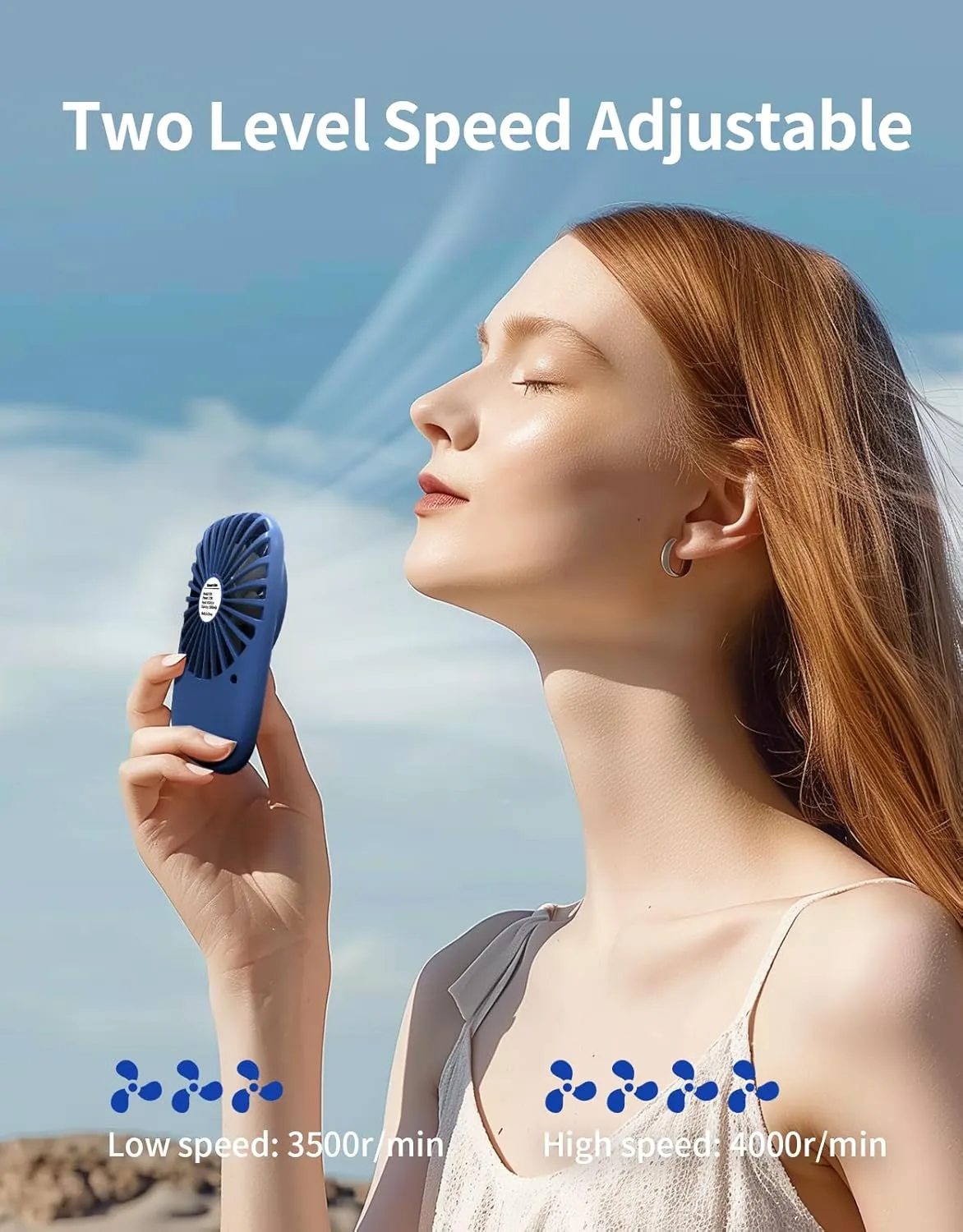Aluan Handheld Fan Mini Fan Powerful Small Personal Portable Fan Speed Adjustable USB Rechargeable Cooling for Kids Girls Boys Woman Man Home Office Outdoor Travel, Navy Blue