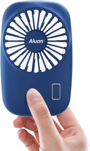 Aluan Handheld Fan Mini Fan Powerful Small Personal Portable Fan Speed Adjustable USB Rechargeable Cooling for Kids Girls Boys Woman Man Home Office Outdoor Travel, Navy Blue Neck fan for hands-free comfort