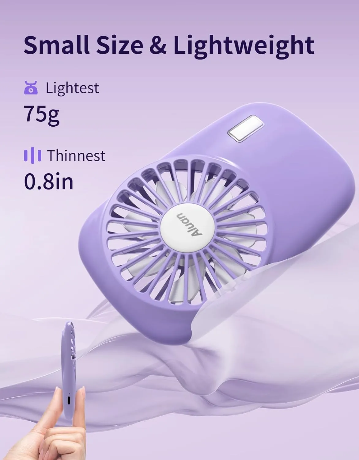 Aluan Handheld Fan Mini Fan Powerful Small Personal Portable Fan Speed Adjustable USB Rechargeable Cooling for Kids Girls Woman Home Office Travel, Purple