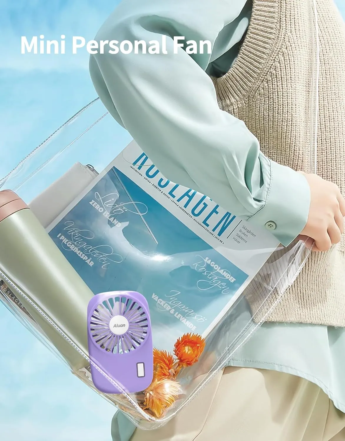 Aluan Handheld Fan Mini Fan Powerful Small Personal Portable Fan Speed Adjustable USB Rechargeable Cooling for Kids Girls Woman Home Office Travel, Purple