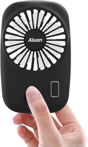 Aluan Handheld Fan Mini Powerful Small Personal Fan Portable Speed Adjustable USB Rechargeable Cooling for Kids Girls Woman Home Office Outdoor Travel, Black Neck fan for hands-free comfort