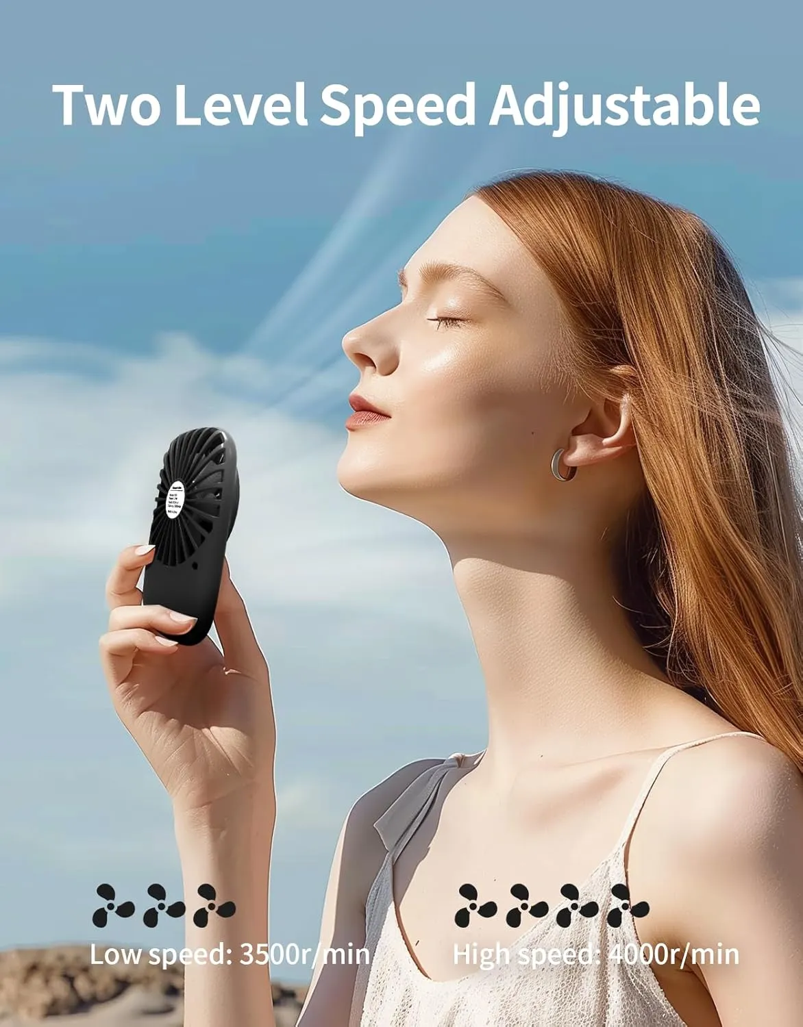 Aluan Handheld Fan Mini Powerful Small Personal Fan Portable Speed Adjustable USB Rechargeable Cooling for Kids Girls Woman Home Office Outdoor Travel, Black