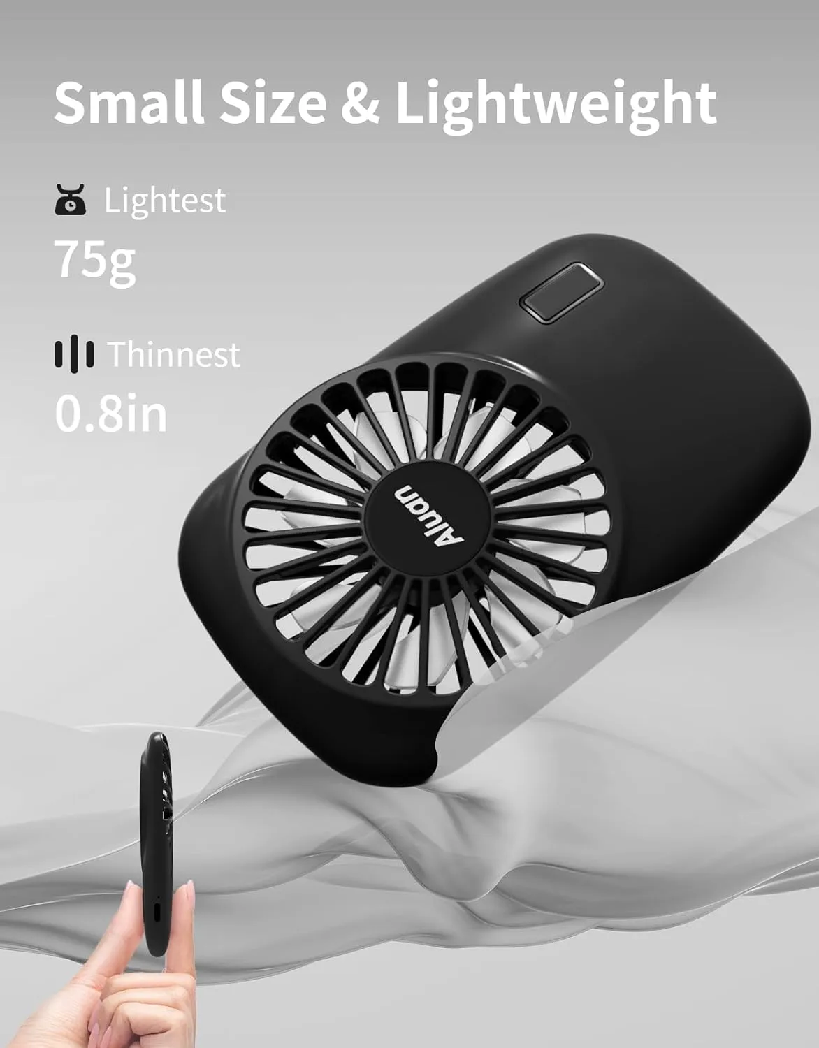 Aluan Handheld Fan Mini Powerful Small Personal Fan Portable Speed Adjustable USB Rechargeable Cooling for Kids Girls Woman Home Office Outdoor Travel, Black