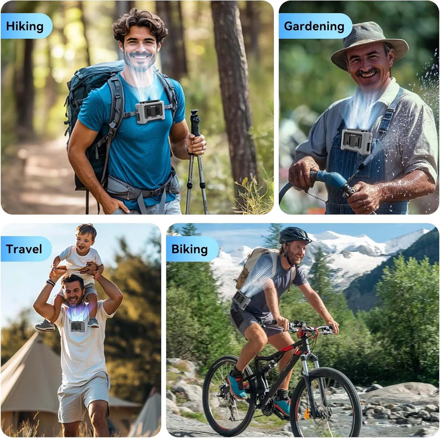 AMACOOL 14500mAh Portable Waist Fan, Strong Wind Power for Full Body Cooling Shirt Fan, 5 Speed Wearable Belt Clip on Fans, Battery Operated Personal Neck Fans for Outdoor Work Camping Travel