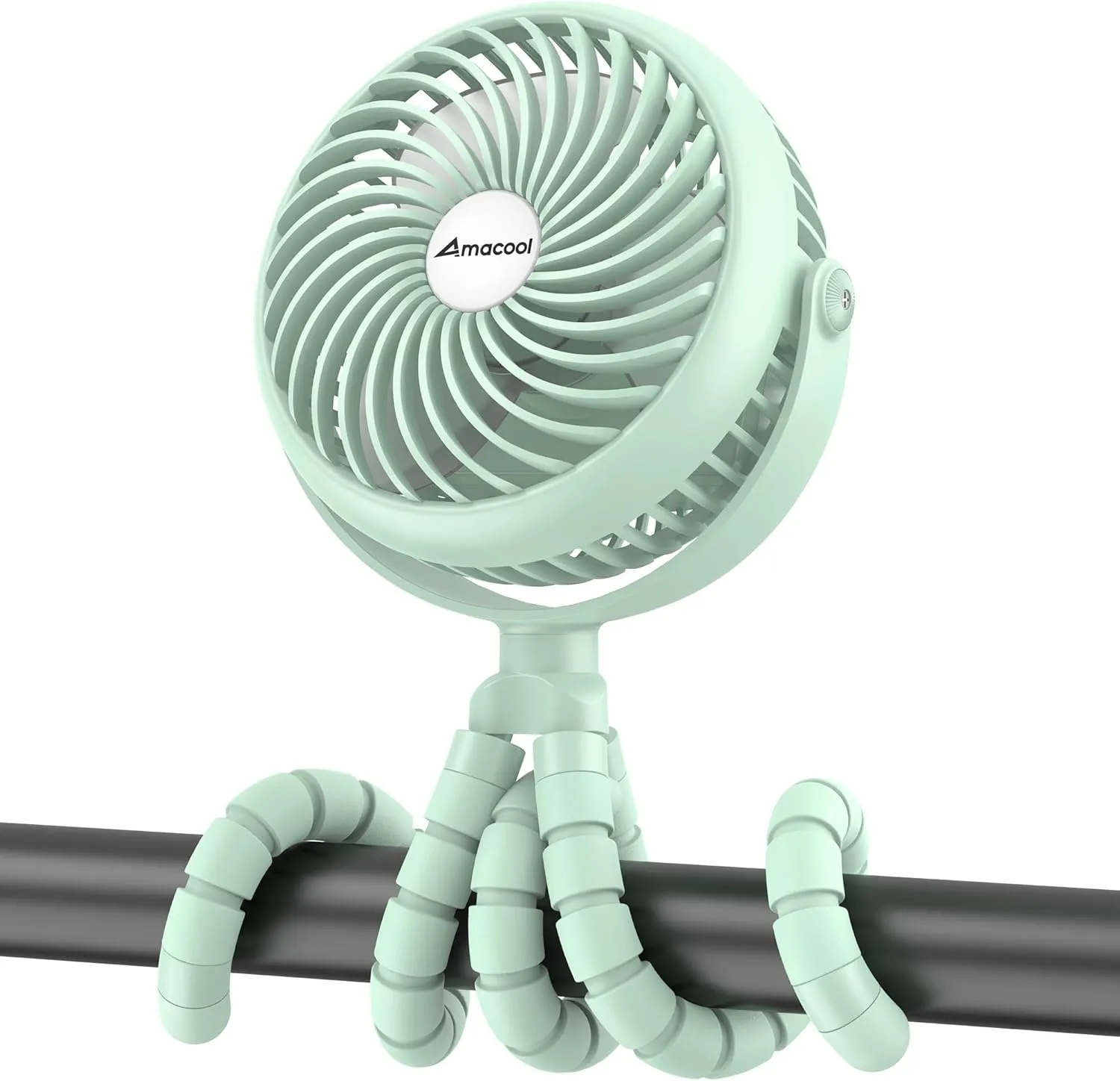 AMACOOL Baby Stroller Fan - 5000mAh Rechargeable, 3-Speed, Strong Yet Quiet, 360Rotate Portable Clip on Fan for Travel, Car Seat, Crib, Bike, Treadmill, Beach Vacation Essentials 360-degree rotating fan for home use