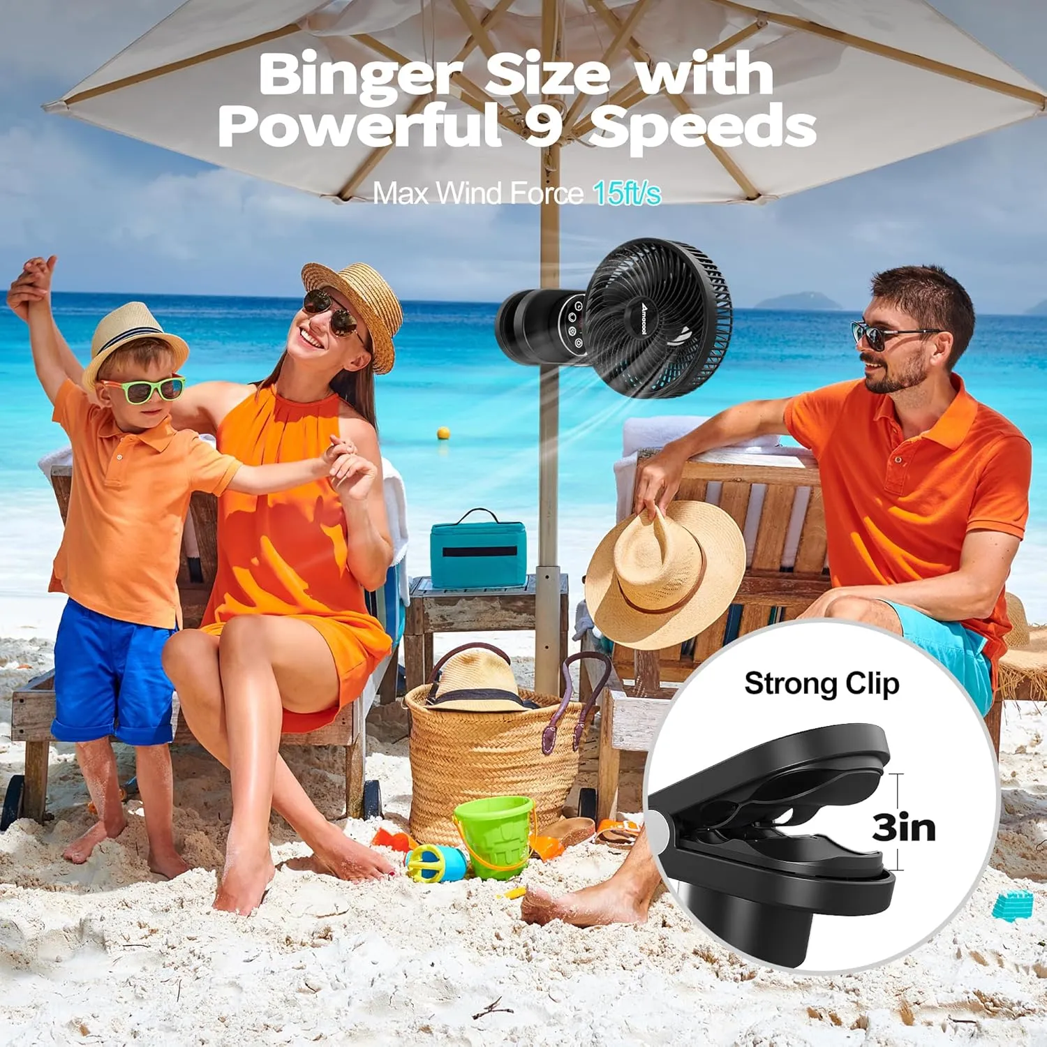 AMACOOL Battery Operated Camping Fan with Light, 20000mAh Rechargeable Clip on Fan with Hook & Digital Display, 112Hrs Running, 9 Speed, 360 Rotation Portable Small Fans for Tent Camping RV Travel