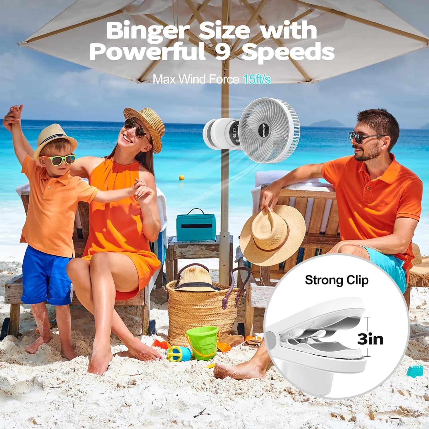 AMACOOL Battery Operated Camping Fan with Light, 20000mAh Rechargeable Clip on Fan with Hook & Digital Display, 112Hrs Running, 9 Speed, 360 Rotation Portable Small Fans for Tent Camping RV Travel