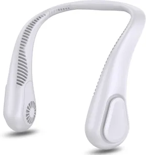 AMACOOL Bladeless Neck Fan Portable Personal Fan 5000mAh Rechargeable Battery Operated Wearable Fan for Women Men Outdoor Sport Travel Patio Garden Work Home Kitchen(White) Small bladeless fan for quiet cooling