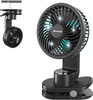 AMACOOL Desk Fan, Quiet Small Desktop Table Fans - 30Hrs Running, 270Tilt, 90Oscillating, Easy to Clean USB Fans, Smart Display Rechargeable Portable Fan for Home Office Bedroom Travel Camping USB desktop fan for workspace