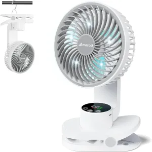 AMACOOL Desk Fan, Quiet Small Desktop Table Fans - 30Hrs Running, 270Tilt, 90Oscillating, Easy to Clean USB Fans, Smart Display Rechargeable Portable Fan for Home Office Bedroom Travel Camping USB desktop fan for workspace