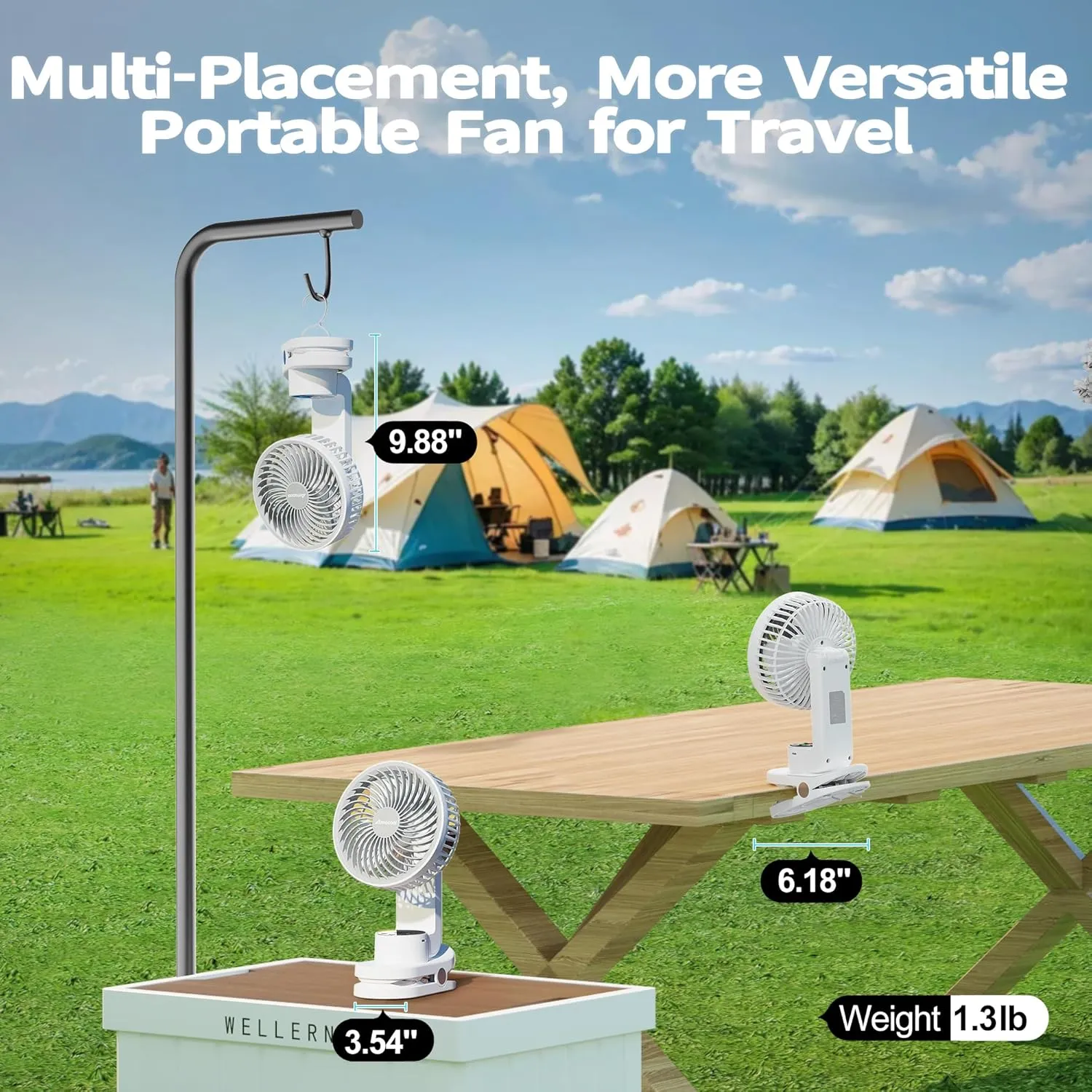 AMACOOL Desk Fan, Quiet Small Desktop Table Fans - 30Hrs Running, 270Tilt, 90Oscillating, Easy to Clean USB Fans, Smart Display Rechargeable Portable Fan for Home Office Bedroom Travel Camping