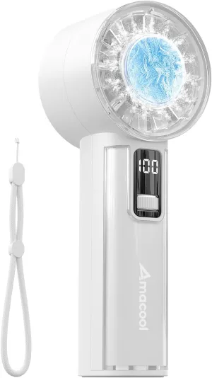 AMACOOL Handheld Fan with Ice Cooler, Mini Portable Fan Rechargeable, 18Hrs Cooling, 0-100 Adjustable Speed, Small Yet Powerful, Personal Hand Fans for Travel, Beach, Outdoor, Makeup, Gifts for Women Mini handheld fan for personal cooling