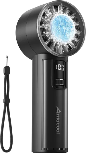 AMACOOL Handheld Fan with Ice Cooler, Mini Portable Fan Rechargeable, 18Hrs Cooling, 0-100 Adjustable Speed, Small Yet Powerful, Personal Hand Fans for Travel, Beach, Outdoor, Makeup, Gifts for Women Mini handheld fan for personal cooling