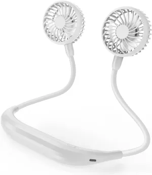 AMACOOL Neck Fan Battery Operated Neckband Fan Hand-Free Wearable Personal Fan for Hot Flashes Home Office Travel Outdoor Sports (White) Neck fan for hands-free comfort