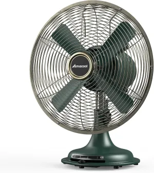 AMACOOL Oscillating Vintage Fan, All Metal 8" Retro Table Top Fan, Adjustable Head Tilt, Quiet 3 Speeds Plug-In Desk Fan for Bedroom Home Office & Kitchen Octopus-shaped decorative fan