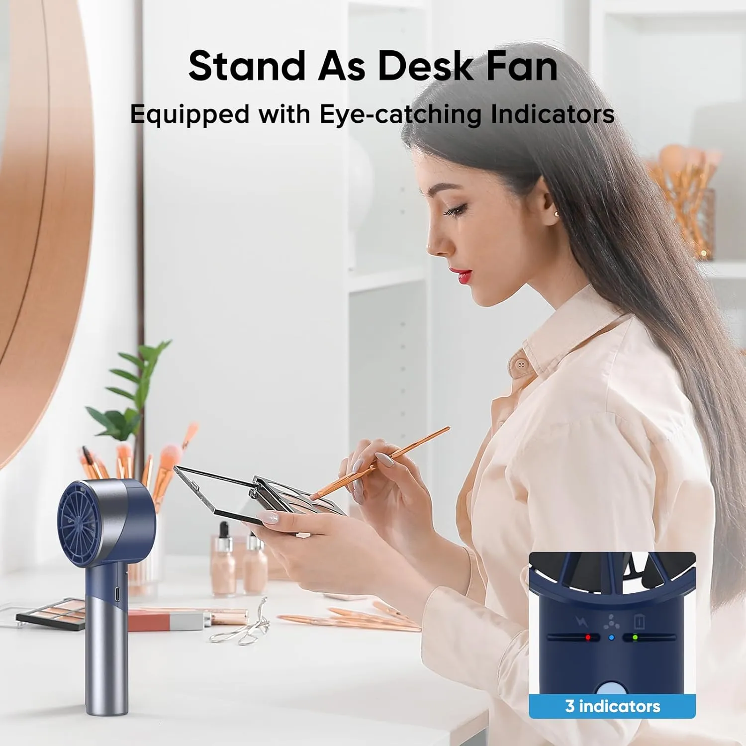 AMACOOL Portable Handheld Turbo Fan, 17Hrs Runtime, 4 Speeds Wind, Cool Metal Body, Rechargeable Battery Personal Fan, Mini Pocket Fans for Girl Woman Man Travel Makeup Camping Outdoor-Blue