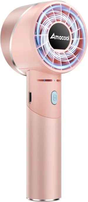 AMACOOL Portable Handheld Turbo Fan, 17Hrs Runtime, 4 Speeds Wind, Cool Metal Body, Rechargeable Battery Personal Fan, Mini Pocket Fans for Girl Woman Man Travel Makeup Camping Outdoor-Pink Mini handheld fan for personal cooling