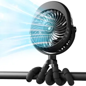 AMACOOL Portable Misting Stroller Fan, Rechargeable Mister Fan with Water Spray, 270Pivoting, Flexible Tripod Clip on Mist Cooling Fans for Disney Travel Beach Outdoor Car Seat Treadmill Golf Cart Octopus-shaped decorative fan