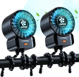 AMTIFO 2-Pack Stroller Fan for Baby: USB Rechargeable, Quiet, Adjustable & Portable - Ideal for Stroller, Crib, Car, Baby Gear - Up to 12 Hours Battery Life, Perfect for Hot Weather Rear-mounted fan for childrens safety