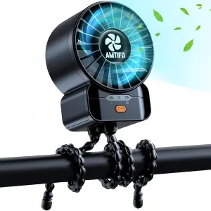 AMTIFO Portable Stroller Fan - 4-Speed Rechargeable USB Fan, Quiet Clip-on Baby Fans for Stroller Crib and Travel - Compact & Battery-Operated Cooling Fans for Baby Comfort on the Go Rear-mounted fan for childrens safety