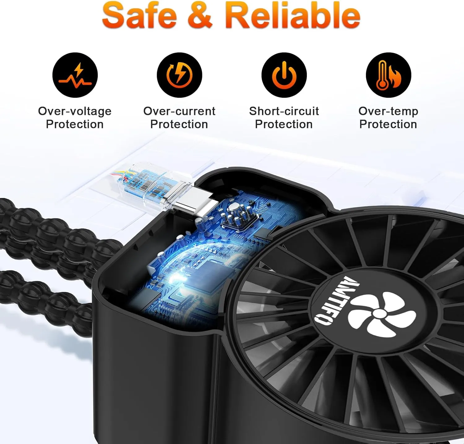 AMTIFO Portable Stroller Fan - 4-Speed Rechargeable USB Fan, Quiet Clip-on Baby Fans for Stroller Crib and Travel - Compact & Battery-Operated Cooling Fans for Baby Comfort on the Go