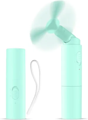 Andwing Handheld Fan Rechargeable, Mini Portable Fan Small Hand Fan, 3000mAh Battery Operated 22Hrs  Makeup Eyelash Fan Personal Fan Gifts for Women Girls Men Travel Indoor Outdoor (Green) Mini handheld fan for personal cooling