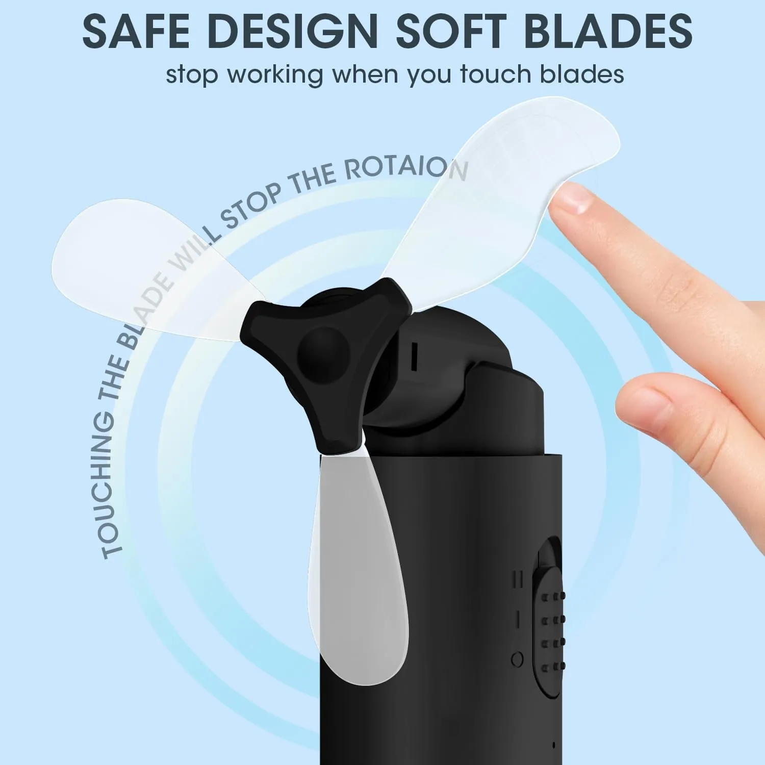 Andwing Mini Portable Fan, Rechargeable Hand Fan - 3000mAh Battery Operated, Up to 22Hrs  for Makeup, Eyelash, Personal Use - Gifts for Women, Girls, Men - Travel, Indoor, Outdoor (Black)