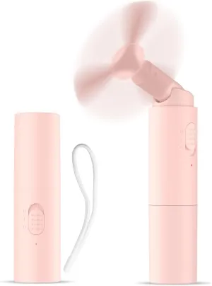 Andwing Rechargeable Mini Portable Hand Fan, 3000mAh Battery operated, 22  Hrs, Makeup Eyelash Fan, Personal Gift for Women, Girls, Men, Travel, Indoor, Outdoor (Pink) Mini handheld fan for personal cooling