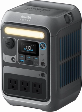 Anker Portable Power Station SOLIX C300, 288Wh LiFePO4 Battery, 300W (600W Surge) Solar Generator, 140W Two-Way Fast Charging, for Outdoor Camping, Traveling, and Emergencies (Solar Panel Optional) Solar-powered car fan for ventilation