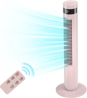 Antarctic Star Tower Fan Portable Floor Fans 85Oscillating Fan 36'' Quiet Cooling 12H Timer Remote Control Standing Bladeless Electric 3 Speeds Wind 3 Modes Bedroom Office(36 inch, Pink) Tower bladeless fan for modern homes