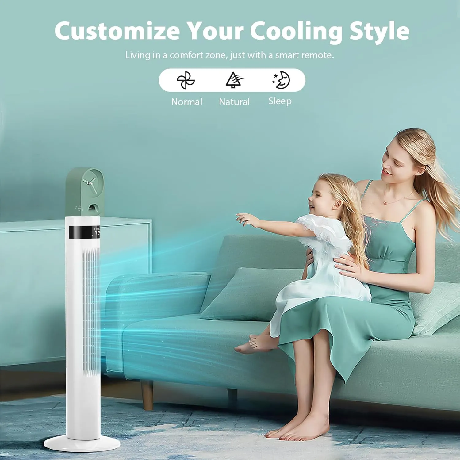Antarctic Star Tower Fan Portable Floor Fans 85Oscillating Fan 36'' Quiet Cooling 12H Timer Remote Control Standing Bladeless Electric 3 Speeds Wind 3 Modes Bedroom Office(36 inch, White)