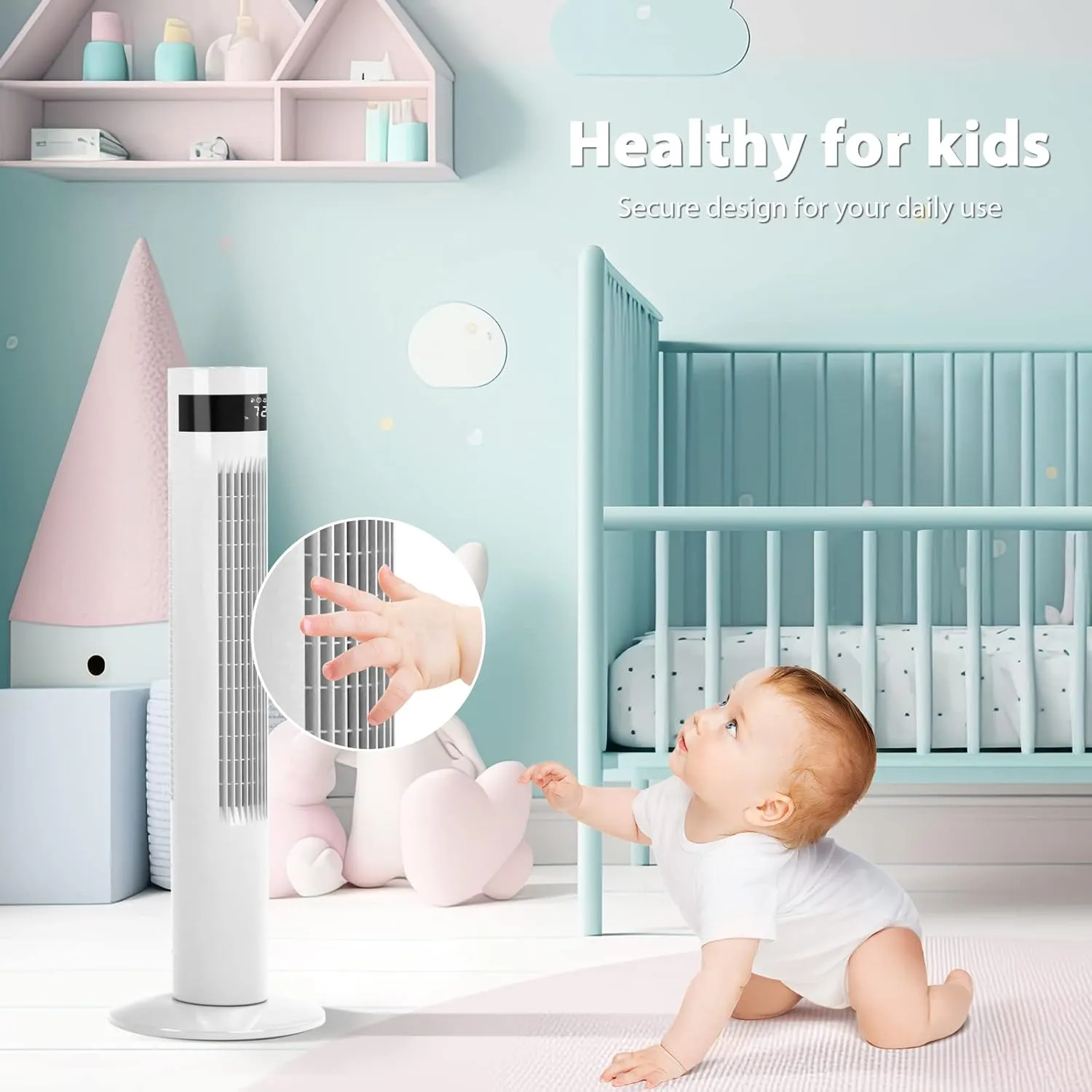 Antarctic Star Tower Fan Portable Floor Fans 85Oscillating Fan 36'' Quiet Cooling 12H Timer Remote Control Standing Bladeless Electric 3 Speeds Wind 3 Modes Bedroom Office(36 inch, White)