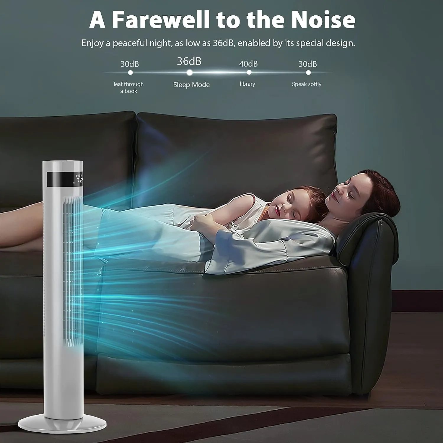 Antarctic Star Tower Fan Portable Floor Fans 85Oscillating Fan 36'' Quiet Cooling 12H Timer Remote Control Standing Bladeless Electric 3 Speeds Wind 3 Modes Bedroom Office(36 inch, White)
