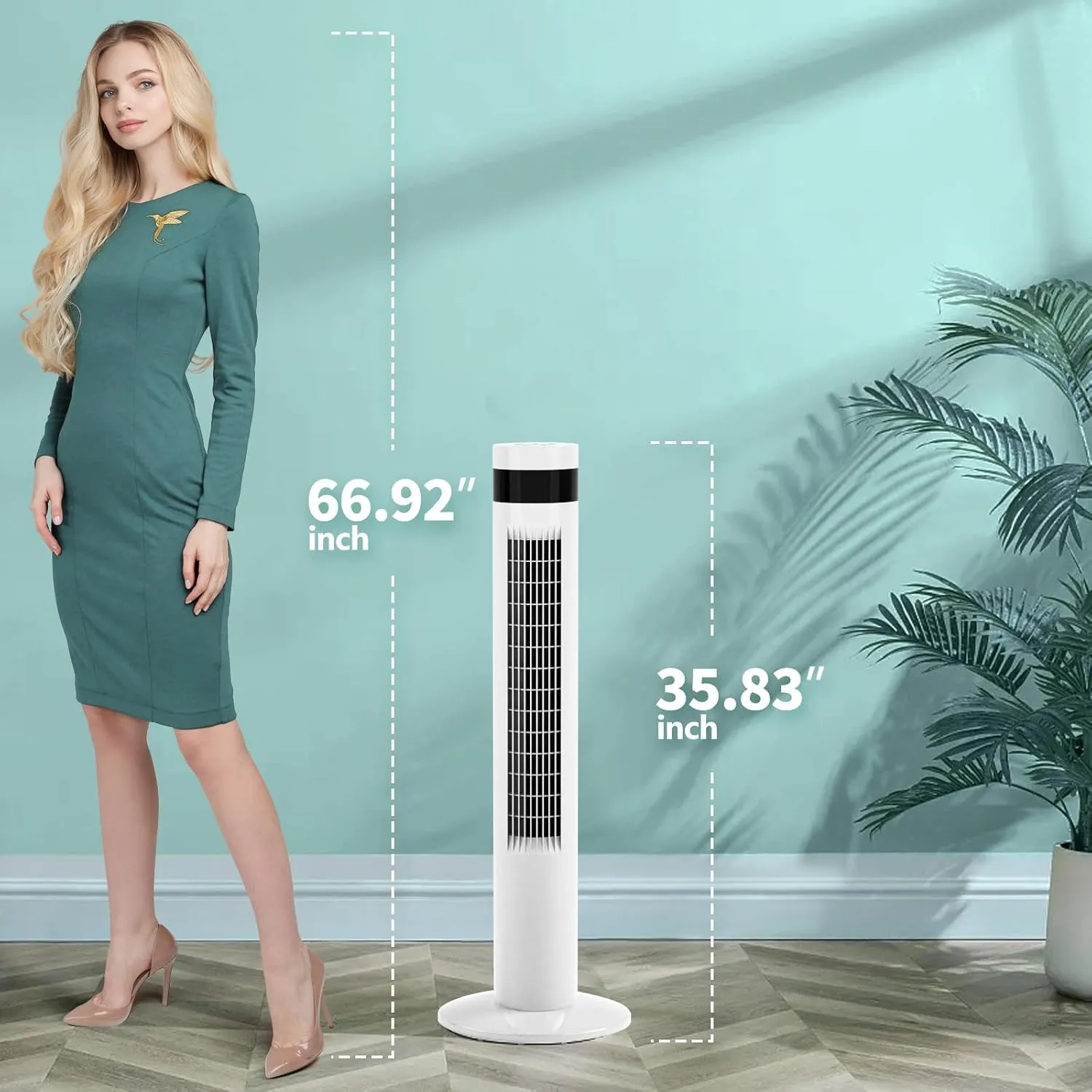 Antarctic Star Tower Fan Portable Floor Fans 85Oscillating Fan 36'' Quiet Cooling 12H Timer Remote Control Standing Bladeless Electric 3 Speeds Wind 3 Modes Bedroom Office(36 inch, White)