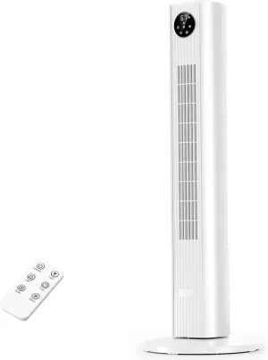 Antarctic Star Tower Fan Portable Floor Fans 85Oscillating Fan Quiet Cooling 12H Timer Remote Control Standing Bladeless Electric 3 Wind Speeds 4 Modes Bedroom Office,35 inch, White Small bladeless fan for quiet cooling