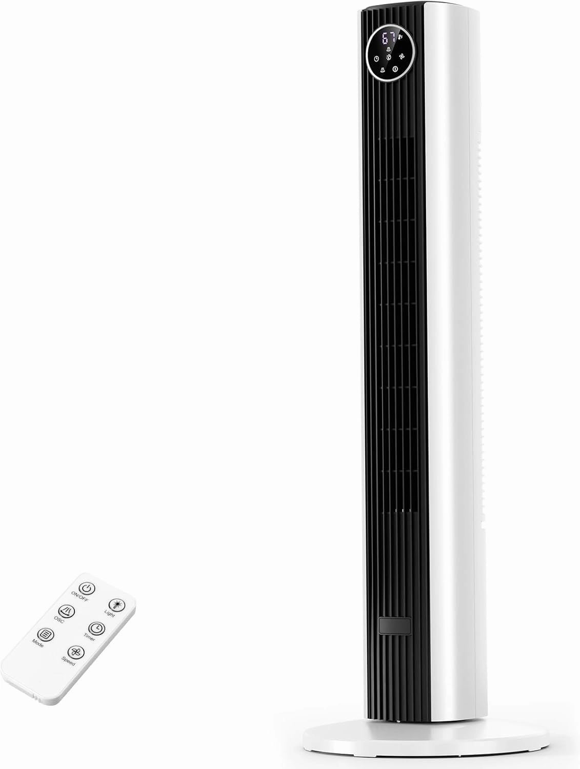 Antarctic Star Tower Fan Portable Floor Fans 85Oscillating Fan Quiet Cooling 12H Timer Remote Control Standing Bladeless Electric 3 Wind Speeds 4 Modes Bedroom Office,35 inch, Black White Small bladeless fan for quiet cooling