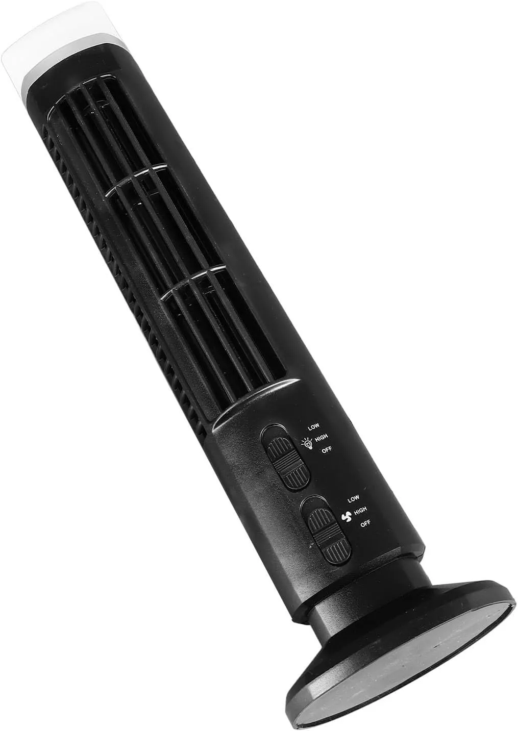 Aramox 90 Degree Oscillating Tower Fan Light, Bladeless Tower Fan Oscillating USB Desk Fan with Light for Home Bedroom Office (Black)