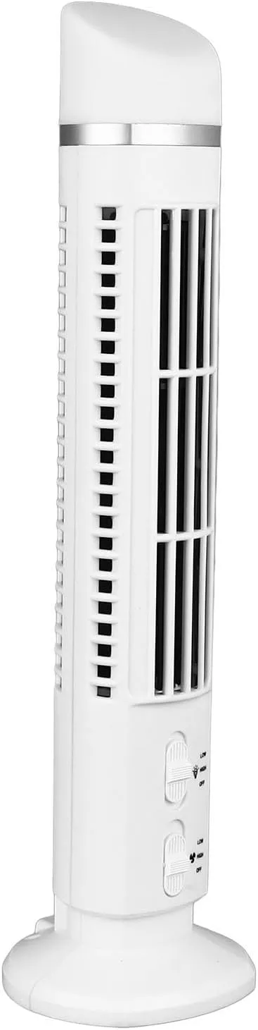 Aramox 90 Degree Oscillating Tower Fan Light, Bladeless Tower Fan Oscillating USB Desk Fan with Light for Home Bedroom Office (White) Rear-mounted fan for childrens safety
