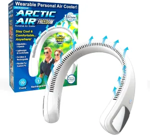 Arctic Air Freedom Personal Air Cooler - Portable 3-Speed Neck Fan, Hands-Free Wearable Design, Lightweight, Cordless And Rechargeable Neck fan for hands-free comfort