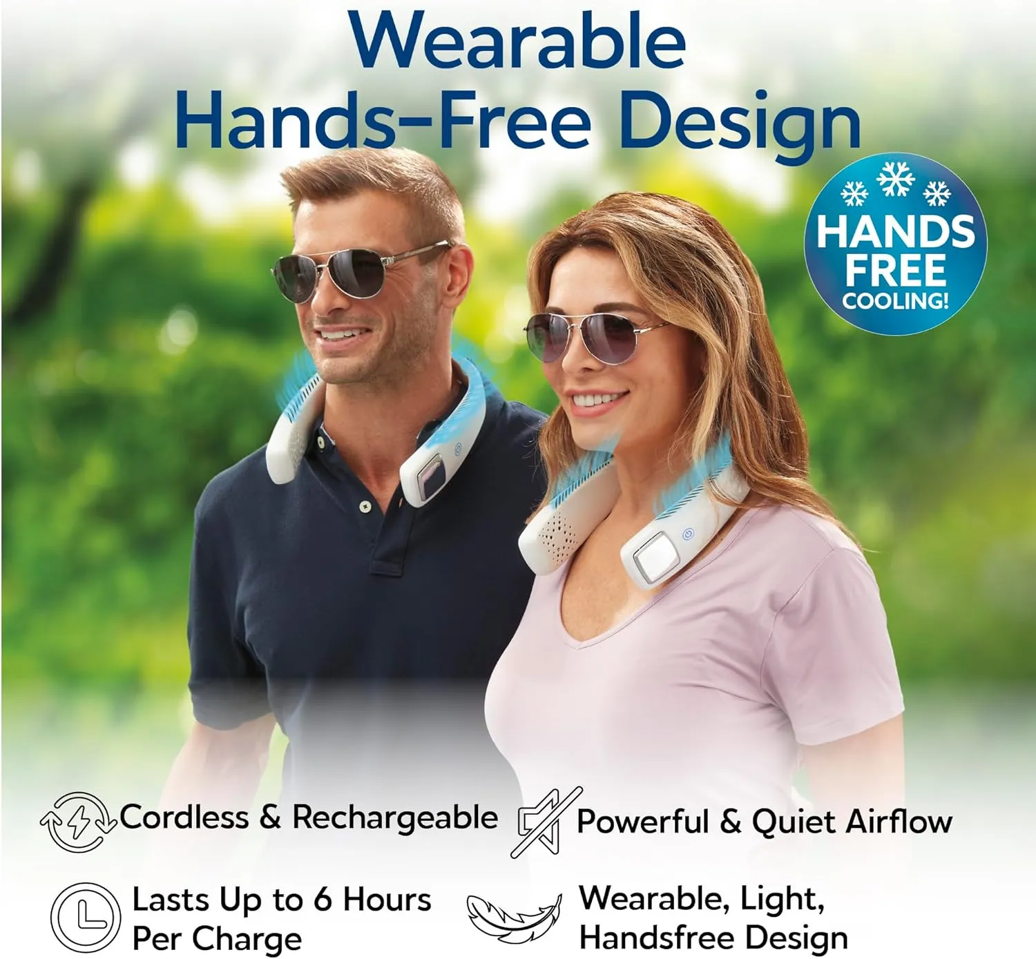 Arctic Air Freedom Personal Air Cooler - Portable 3-Speed Neck Fan, Hands-Free Wearable Design, Lightweight, Cordless And Rechargeable