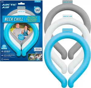 Arctic Air Neck Chill, Neck Cooling Tube, Hands Free Cooling, Quick Freeze Gel, Wearable Body Coolers for Hot Weather, Reusable, Adjustable Fit, 3 Pack Neck fan for hands-free comfort
