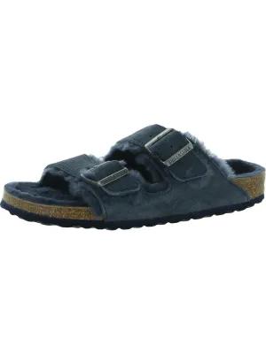 Arizona Fur Womens Suede Faux Fur Lined Footbed Sandals